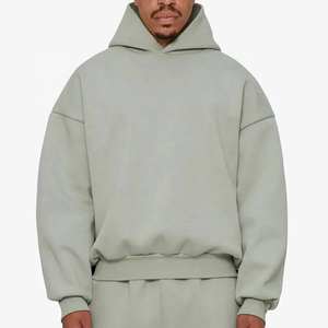 Sudaderas con capucha de felpa francesa en blanco personalizadas de alta calidad para hombres, ropa de calle, sudaderas con capucha de hombro caído de gran tamaño para fábrica - Product Image 1