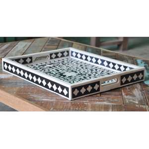 ถาดตกแต่งแบบฝังมุกหรูหราถาดฝังกระดูกจากอินเดียสำหรับห้องนั่งเล่นของตกแต่งบ้านขายส่ง - Product Image 5