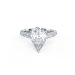 Bague de fiançailles en diamant blanc cultivé en laboratoire 14k certifiée IGI coupe poire avec option cadeau de certificat GIA - Product Image 1