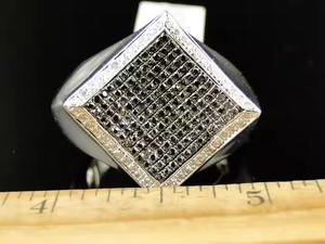 Anillo de diamante para hombre de 1,92 quilates, oro blanco de 14 quilates, estilo Hip Hop, forma de cometa, anillo de diseñador de diamantes negros - Product Image 3