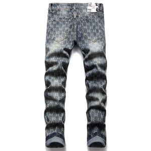 แฟชั่นใหม่สำหรับผู้ชายกางเกงยีนส์ขาตรงเอวสูงทรงสกินนี่รัดรูปสีขาว - Product Image 2