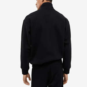 Sweat-shirt à col montant 1/4 zippé pour homme, en coton 100%, gris uni, ample, lourd, épaules tombantes, pull uni pour homme - Product Image 2