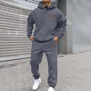 Conjunto de chándal sólido de invierno personalizado Premium 2025 ropa deportiva Jogger traje para hombres gimnasio Fitness Streetwear poliéster/algodón - Product Image 3