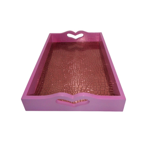 Bandeja de servicio de madera de mango con incrustaciones de hojas en relieve Plato DE SERVICIO DE MADERA barato Bandeja de servicio de aperitivos y alimentos para el hogar y hoteles - Product Image 3