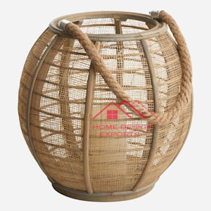 <b>Rattan</b> Candle Holder Eco-friendly Rustic <b>Lantern</b> Decorative with Handle Indoor Accessories Handmade - Product Image 2