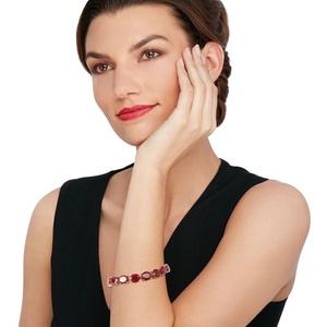 New Style Trendy 925 Silver Silver Plated Luxury Charm <b>Bracelets</b> 5x7mm Oval Cut Lab Grown <b>Ruby</b> Wedding/Party Great Gems - Product Image 3