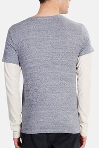 เสื้อยืดผู้ชายผ้าโพลีเอสเตอร์/คอตตอน ระบายอากาศดี ใส่สบายสำหรับฤดูร้อน แขนยาวสองชั้น ดีไซน์เรียบ - Product Image 2