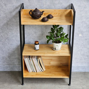 Étagère à 2 niveaux VEGA 60x32x93cm en bois d'hévéa KS68094, type sur pied pour salon - Product Image 6
