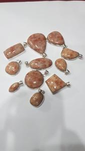 925 Sterling Silver Fine Pendentifs Charmes Coeur Motif Sunstone Lunette Réglage Incrustation Diamant Perle Style Religieux Cadeau Parfait - Product Image 2