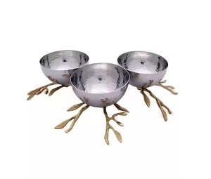 Tazón de fruta de aluminio para servir Vintage, utensilios de cocina personalizados martillados a mano ligeros, cuenco de fruta de Pedestal - Product Image 6