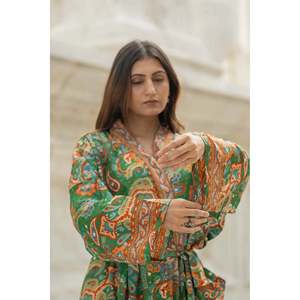 Kimono de Lujo de Mezcla de Seda para Mujer, Bata Suave y Transpirable, Ropa de Estar por Casa Larga, Ropa de Dormir para Damas de Honor, Resort de Playa, Tejido ODM - Product Image 4
