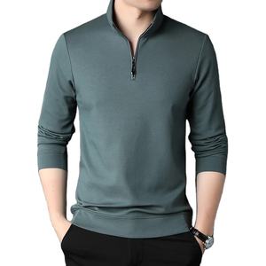 เสื้อยืดแบรนด์แฟชั่นใหม่คุณภาพสูง ซิปหน้า ผู้ชาย สไตล์ลำลอง สีพื้น แบบเกาหลี แขนยาว ผ้าฝ้าย 100% เป็นมิตรกับสิ่งแวดล้อม ระบายอากาศได้ดี - Product Image 6