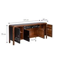 Buffet moderne Romy en bois de manguier arrondi pour salon, chambre et hôtel