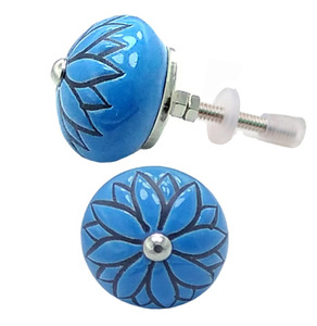 ลูกบิดเซรามิกสีฟ้าแบบเรียบง่ายที่จับดึง [CK 459] คุณภาพการส่งออกที่ทันสมัยสำหรับห้องนอนตู้เสื้อผ้าตู้ลิ้นชักห้องครัว - Product Image 2