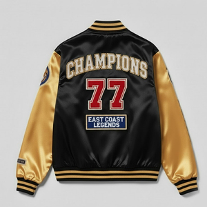 Chaqueta Varsity Personalizada con Parches de Chenilla para Uso en Exteriores, Chaqueta de Béisbol Cuadrada con Logotipo Personalizado Bordado en Satén al por Mayor para Hombre - Product Image 2