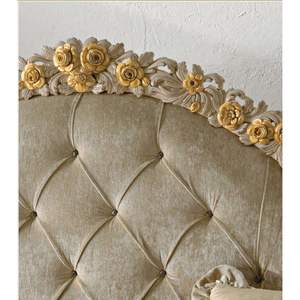Baroque <b>Bed</b> <b>White</b> Upholstered - Luxurious Design, Intricate Details - Product Image 4