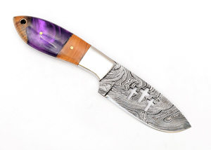 Cuchillo cortador de toro de acero de Damasco de alta calidad, cuchillo vaquero de hoja fija para caza y Camping con Funda de cuero, cuchillos occidentales - Product Image 3