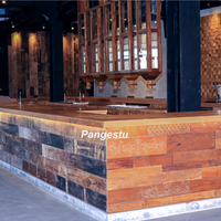 Panneaux muraux modernes en teck recyclé, aspect bois de grange, peinture originale, insonorisants et absorbants le son, motif géométrique, pour divertissement domestique
