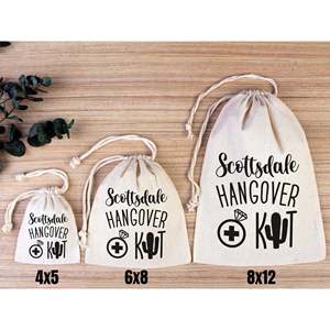 100% Cotton <b>Drawstring</b> <b>Pouches</b>-Hangover Recovery Kit Bags for Events Gift Idea - Product Image 2