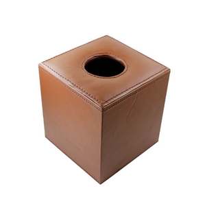 Boîte en bois artisanale de nouveau design avec boîte à mouchoirs carrée de conception unique montée en cuir noir cadeaux décoratifs de qualité supérieure - Product Image 2