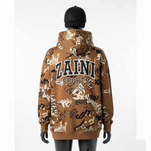 Sweat à capuche pour femme, lourd, 320 GSM, polaire brossé, marron, impression par sublimation graphique, impression sérigraphique, logo, sweat à capuche basique pour femme - Product Image 2