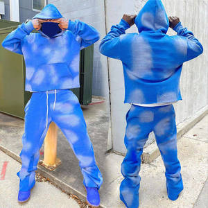 Ensemble survêtement streetwear pour homme de qualité supérieure personnalisé, lavé à l'acide, avec sweat à capuche et pantalon de survêtement, logo personnalisé, taille plus pour l'extérieur - Product Image 1