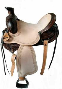 อานม้าโชว์แบบตะวันตกแกะสลักด้วยมือหนังสังเคราะห์พร้อมอุปกรณ์ชุบโครเมี่ยมผลิตภัณฑ์สำหรับขี่ม้าขี่ม้า - Product Image 5