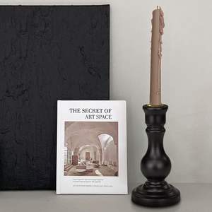 Portavelas de madera negra con copas doradas, portavelas cónico para chimenea y vestíbulo, centro de mesa para el hogar - Product Image 2