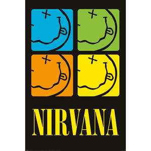 Modern Style Nirvana <b>Poster</b> Smiley Squares Design Paper Material for Wall Usage - Product Image 1
