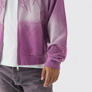 เสื้อฮู้ดดี้ผู้ชายแบบย้อมสีเอซิด ดีไซน์ตามสั่ง ขายส่ง คุณภาพดีเยี่ยม ผ้าคอตตอนผสม ราคาถูก - Product Image 6