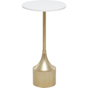 Table basse d'appoint en métal doré au design moderne avec base lourde plateau en marbre, fonction pliable pour le salon ou le salon - Product Image 1