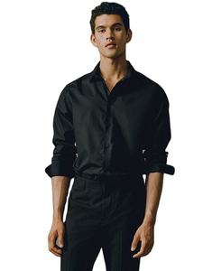 Chemise unie à manches longues et à col boutonné de marque personnalisée de haute qualité pour hommes, vêtements d'été à imprimé de poche en polyester facile à repasser - Product Image 1