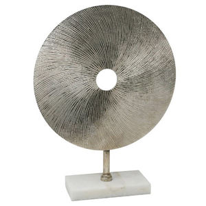 Sculpture décorative pour la maison à prix impressionnant, forme ronde, texture unique et fantaisie, design argenté brillant poli, robuste - Product Image 1