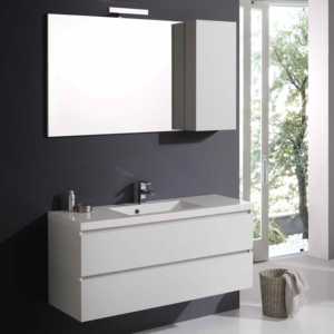 Meuble de salle de bain Miami 120 cm blanc avec éclairage LED, tiroirs et miroir mural - Product Image 1