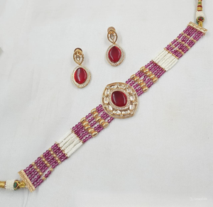 Indian Fancy Motipearl & Drop moda oro tono Kundan perla gargantilla collar conjunto con pendientes a juego conjunto mujeres y niñas - Product Image 1