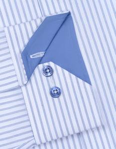 Chemise décontractée blanche ajustée personnalisable, coupe slim, élégante, anti-froissement, avec logo personnalisé, étiquette en tissu, col carré, respirante - Product Image 4