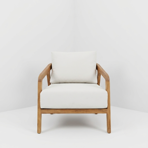 Teak Wood Living Room Chair Accent Armchair with Cushions Upholstered Single <b>Sofa</b> for Modern Lounge Home Furniture Wholesale - Product Image 2
