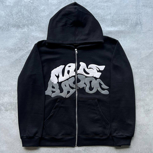 Alta calidad Oem personalizado Zip Up Hoodie Puff estampado personalizado buena calidad alta calidad hombres ropa hombres sudaderas con capucha - Product Image 4