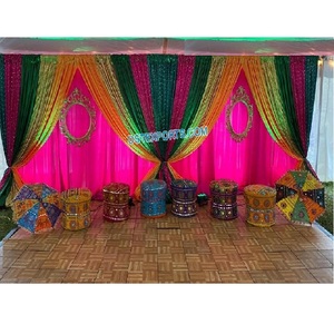 Pufs coloridos hechos a mano para decoración de bodas Pufs de noche Mehndi de estilo tradicional para sentarse Decoración de PUFs indios tradicionales - Product Image 1