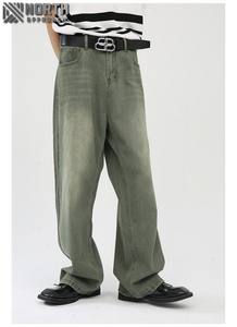 Pantalones vaqueros rectos personalizados de otoño e invierno para hombre, pantalones vaqueros holgados de Hip Hop, lavados, Oem, moda personalizada, transpirables, de secado rápido, ligeros - Product Image 3