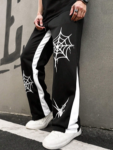 Pantalon de survêtement unisexe en coton épais délavé à l'acide avec logo personnalisé, coupe large, effet dégradé vintage, style streetwear évasé en tissu éponge - Product Image 4