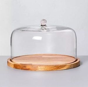 Wedding and Birthday Multi-Functional Charcuterie Cupcake Dessert Display Serving Platter Acacia Wood <b>Cake</b> <b>Stand</b> with Lid <b>Dome</b> - Product Image 5