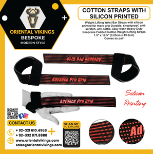 Sangles de levage en coton dynamophilie personnalisées de haute qualité avec rembourrage et impression en silicone pour une adhérence extrême - Product Image 4