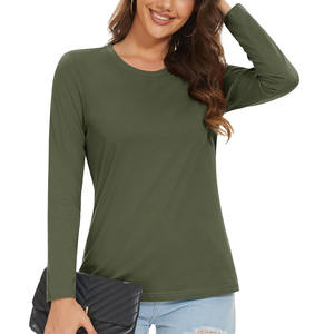 Camiseta clásica de mezcla de algodón suave para mujer con mangas cortas y escote redondo simple adecuada para ropa informal de viaje Servicio OEM - Product Image 5