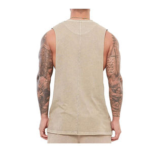Débardeurs de gymnastique surdimensionnés Vintage pour hommes séchage rapide en détresse sans manches athlétique Singlet entraînement Fitness Tee en grande taille - Product Image 4