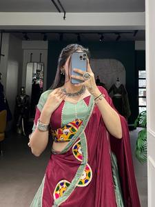 Increíble color Navratri Crape de seda especial con Gota Patti y Gamthi Work Lehenga Choli Fabricante de India - Product Image 4