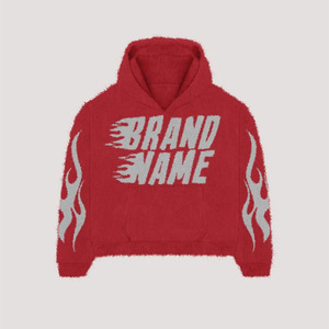 Vente en gros 100% coton sweat à capuche zippé hommes surdimensionné Streetwear strass bouffant polaire sweat - Product Image 4