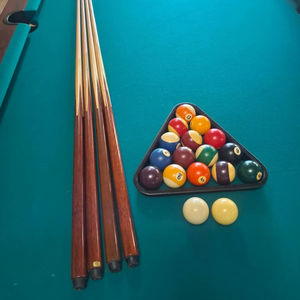 Table de billard d'extérieur en ardoise, bois massif, 8ft 9ft, avec étui rigide, noir, cuir vert américain, rouge, bleu - Product Image 1