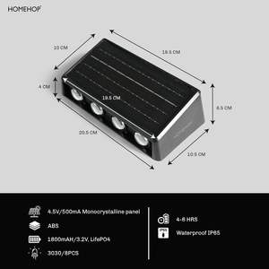 Lámpara Solar para Exteriores Homehop, Impermeable, con 8 LED Decorativos, Inalámbrica, para Pared, Hogar, Balcón y Jardín (Negro ABS) - Product Image 4