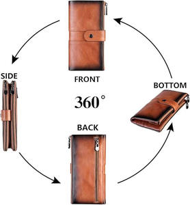 Precio al por mayor 2025 Cartera larga Hombres Ligero OEM Logotipo personalizado Tendencia Cierre de botón a presión de alta calidad Cuero genuino - Product Image 3